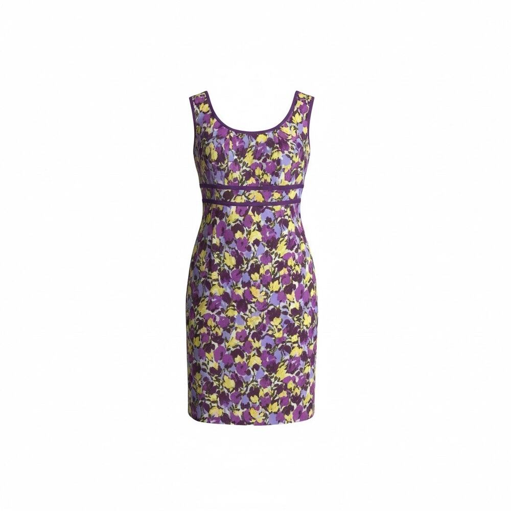 Boden Women Tulip Print Sheath Midi Dress Sz.10R Purple EUC Romantic Preppy Boho